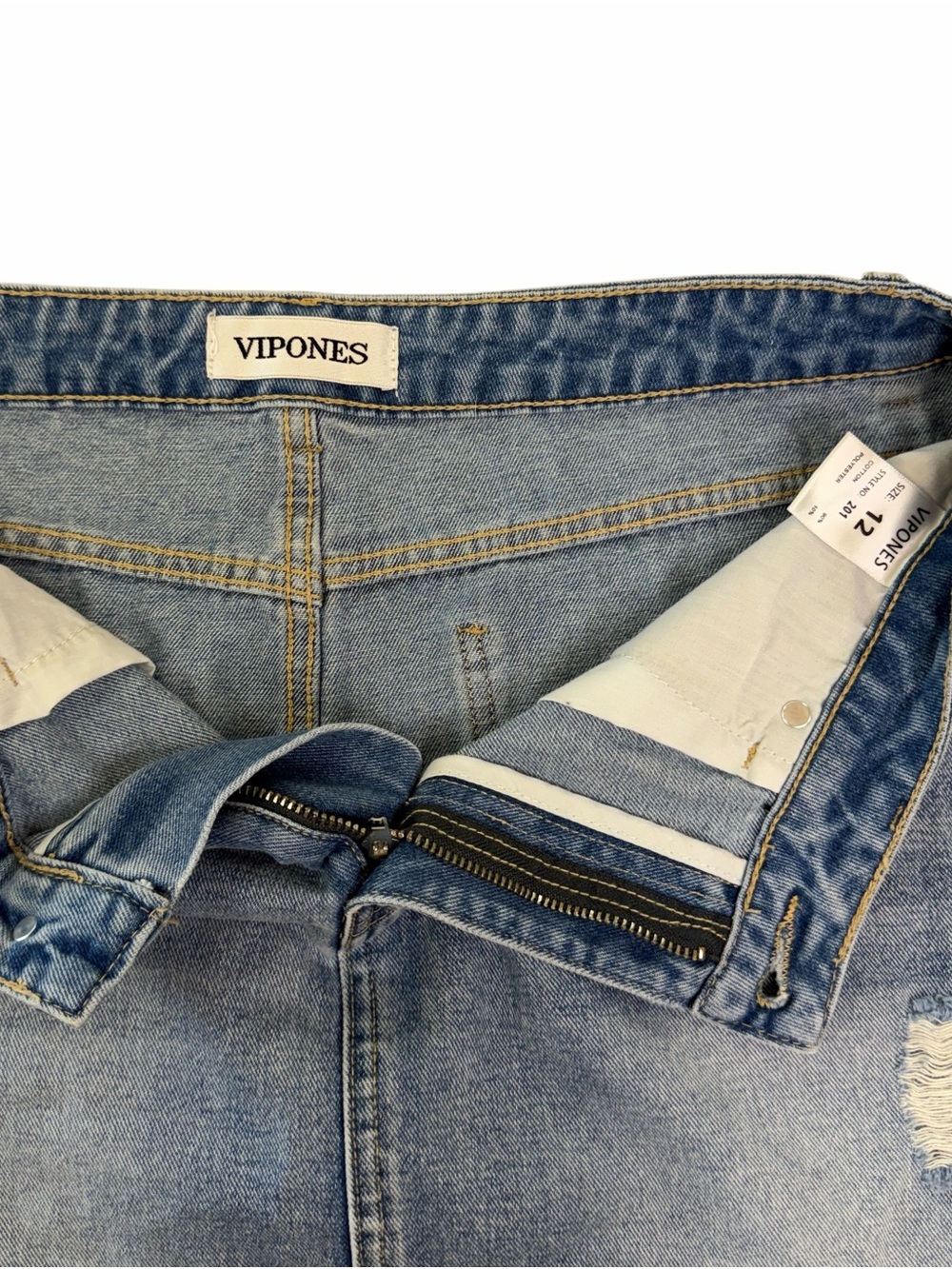 Frayed Hem Light Blue Denim Mini Skirt - Picture 2 of 4